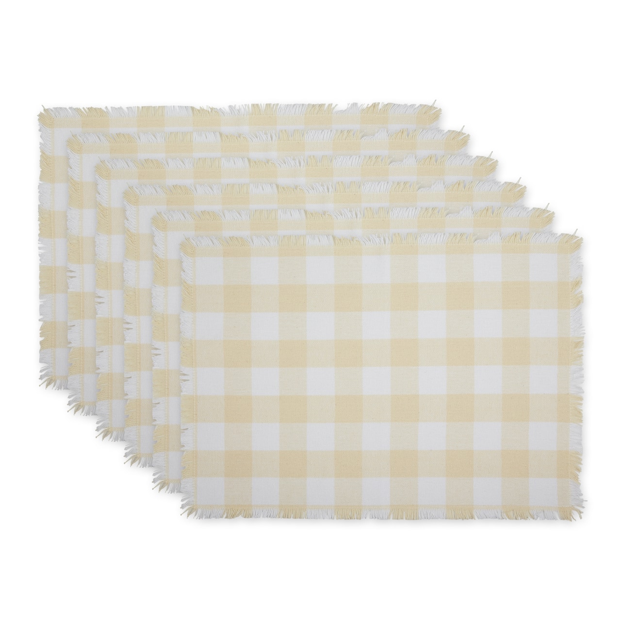 DII® Heavyweight Check Fringed Cotton Placemats, 6ct.